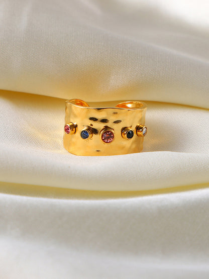 Women's new fashionable colorful zircon open personality ring - Hiccupzz