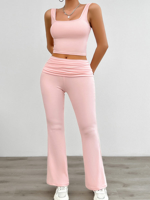 Women's Casual Solid Stretch Vest and Pants