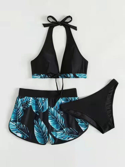 New fashionable multi-color printed sexy bikini three-piece set