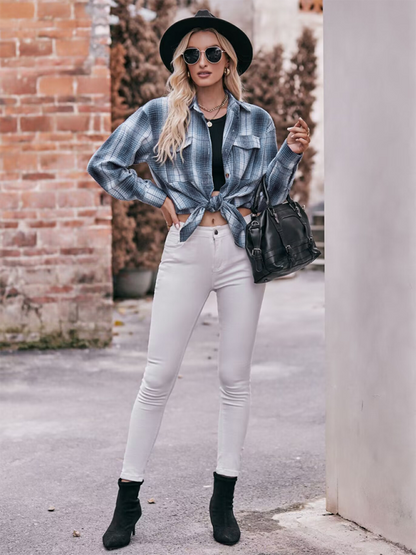 Women's Casual Fashion Oversize Loose Plaid Shirt