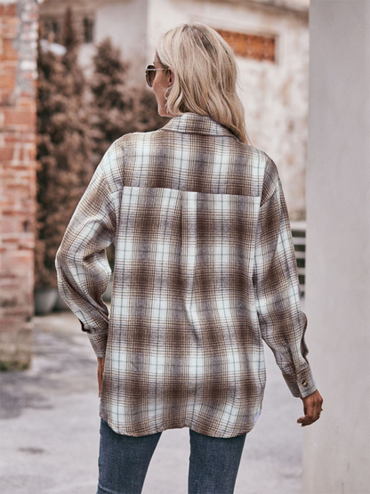 Women's Casual Fashion Oversize Loose Plaid Shirt