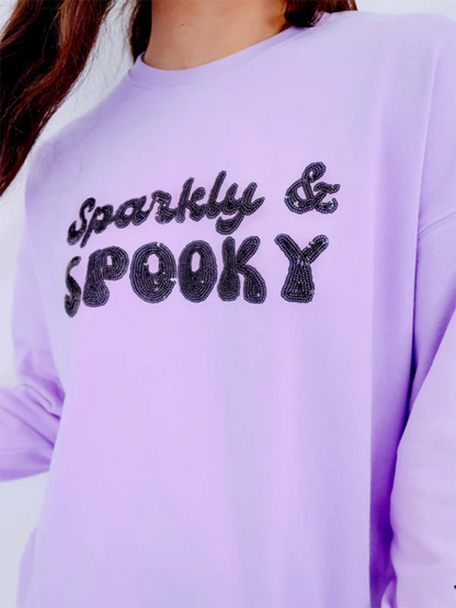 Halloween Skeleton Man Sequin Top Long Sleeve Pullover Sweatshirt - Hiccupzz