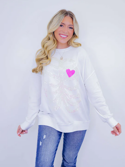 Halloween Skeleton Man Sequin Top Long Sleeve Pullover Sweatshirt - Hiccupzz