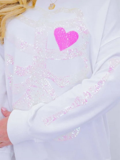 Halloween Skeleton Man Sequin Top Long Sleeve Pullover Sweatshirt - Hiccupzz
