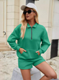 New three-quarter pants solid color insert pocket sweater two-piece set - Hiccupzz