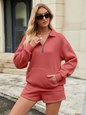 New three-quarter pants solid color insert pocket sweater two-piece set - Hiccupzz