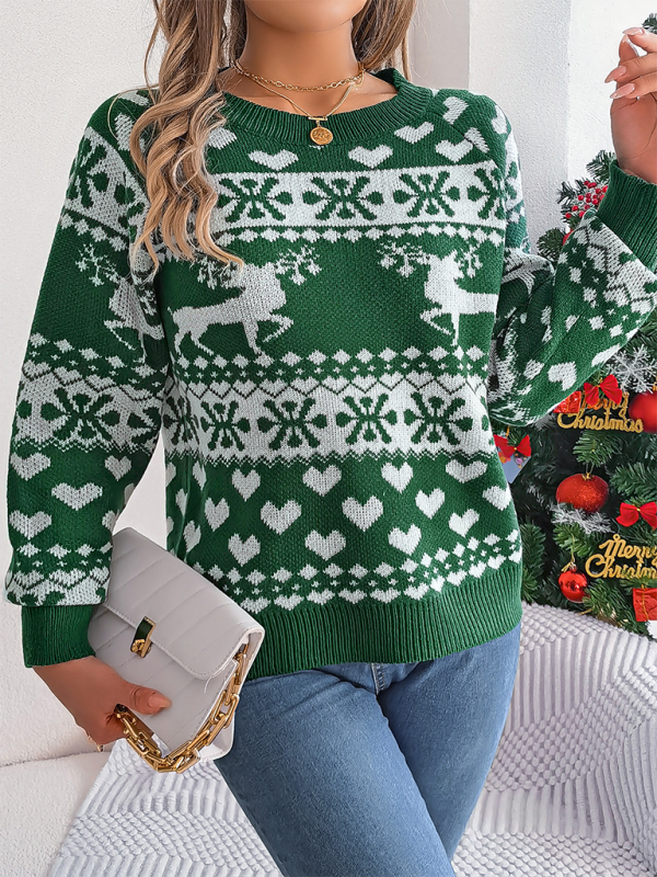 Christmas Deer Pattern Long Sleeve Pullover