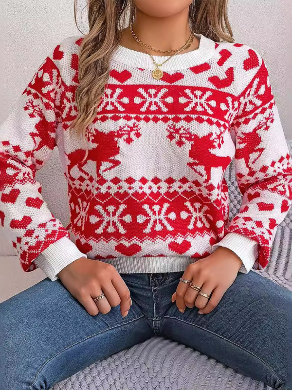 Christmas Deer Pattern Long Sleeve Pullover