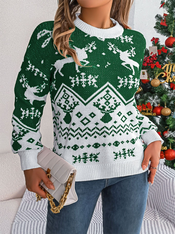 Casual Deer Pattern Long Sleeve Pullover Christmas