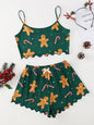 Christmas print sleeveless shorts, simple and casual two-piece home wear - Hiccupzz