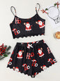 Christmas print sleeveless shorts, simple and casual two-piece home wear - Hiccupzz