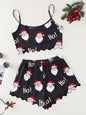 Christmas Santa Claus Elk Print Sleeveless Shorts Simple Casual Two-piece Home Clothes - Hiccupzz
