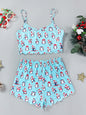 Christmas Santa Claus Elk Print Sleeveless Shorts Simple Casual Two-piece Home Clothes - Hiccupzz