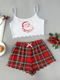 Christmas Santa Claus Elk Print Sleeveless Shorts Simple Casual Two-piece Home Clothes - Hiccupzz