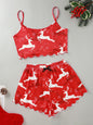 Christmas Santa Claus Elk Print Sleeveless Shorts Simple Casual Two-piece Home Clothes - Hiccupzz