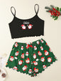 Christmas letter elk Christmas hat print sleeveless shorts simple casual two-piece home clothes - Hiccupzz