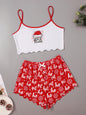 Christmas letter elk Christmas hat print sleeveless shorts simple casual two-piece home clothes - Hiccupzz