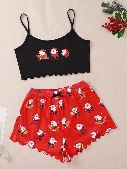 Christmas Alphabet Santa Claus Printed Two Piece Loungewear Set - Hiccupzz
