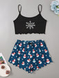 Christmas Alphabet Santa Claus Printed Two Piece Loungewear Set - Hiccupzz