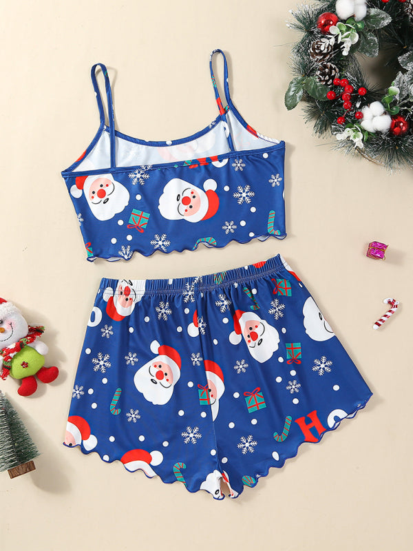 Christmas Alphabet Santa Claus Printed Two Piece Loungewear Set