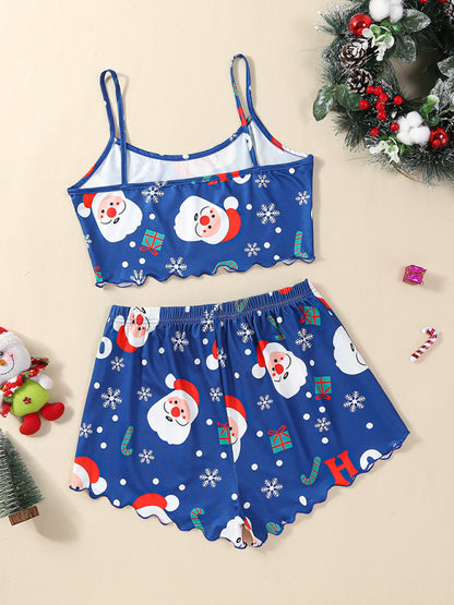 Christmas Alphabet Santa Claus Printed Two Piece Loungewear Set - Hiccupzz