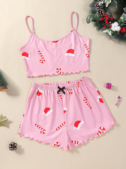 Christmas Alphabet Santa Claus Printed Two Piece Loungewear Set - Hiccupzz