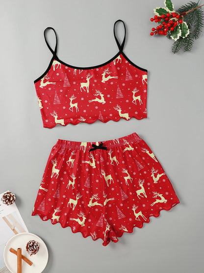 Christmas Alphabet Santa Claus Printed Two Piece Loungewear Set - Hiccupzz