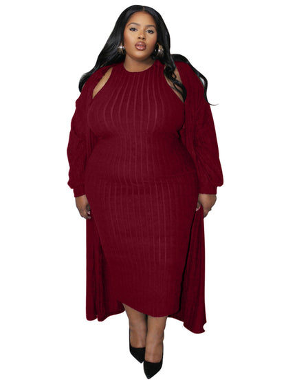 Large size women's new casual fashion long-sleeved jacket two-piece suit - Hiccupzz