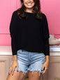 Plus size women's casual solid color long sleeve T-shirt - Hiccupzz