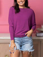 Plus size women's casual solid color long sleeve T-shirt - Hiccupzz
