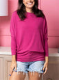 Plus size women's casual solid color long sleeve T-shirt - Hiccupzz