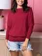 Plus size women's casual solid color long sleeve T-shirt - Hiccupzz
