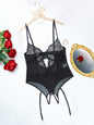 Plus Size Women's Eyelash Lace Bodysuit Sexy Lingerie Set - Hiccupzz
