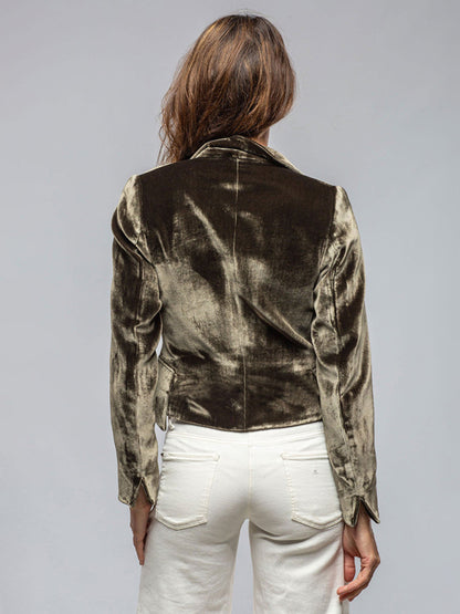 New style gold velvet suit one button slim casual suit - Hiccupzz