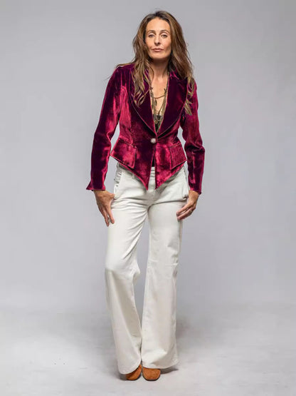 New style gold velvet suit one button slim casual suit - Hiccupzz