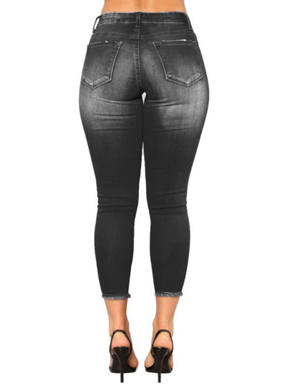 Women's high waist stretch ripped jeans - Hiccupzz