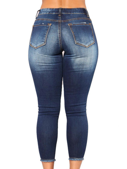 Women's high waist stretch ripped jeans - Hiccupzz