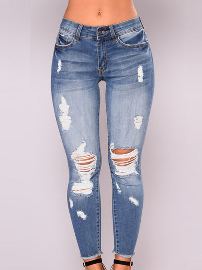 Women's high waist stretch ripped jeans - Hiccupzz
