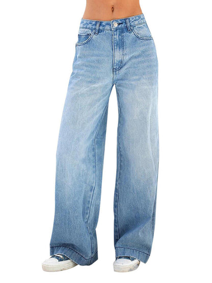 High-rise loose-fitting wide-leg women's jeans - Hiccupzz