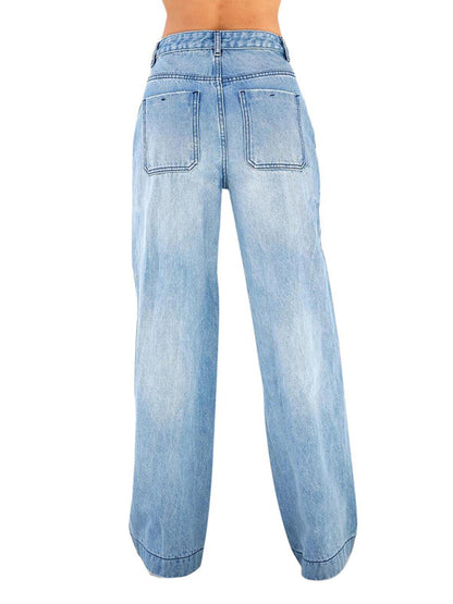 High-rise loose-fitting wide-leg women's jeans - Hiccupzz
