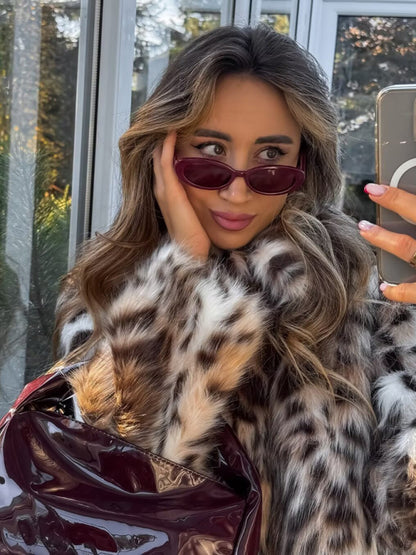 New Wild Leopard Print Short Lapel Furry Coat - Hiccupzz