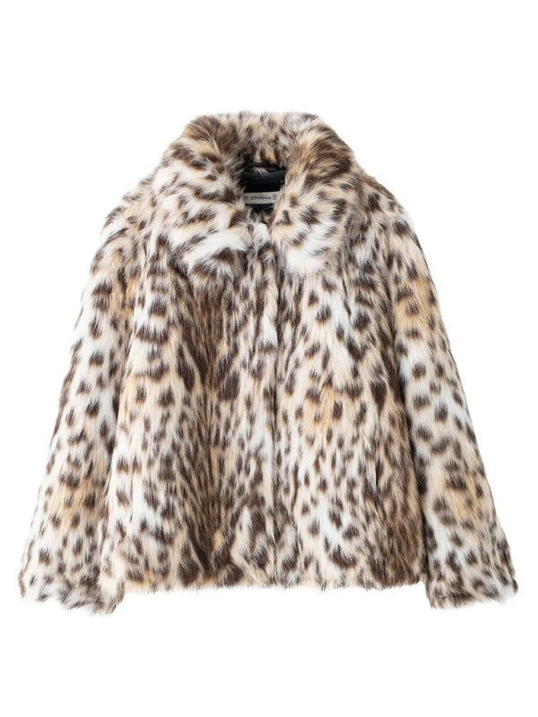 New Wild Leopard Print Short Lapel Furry Coat - Hiccupzz