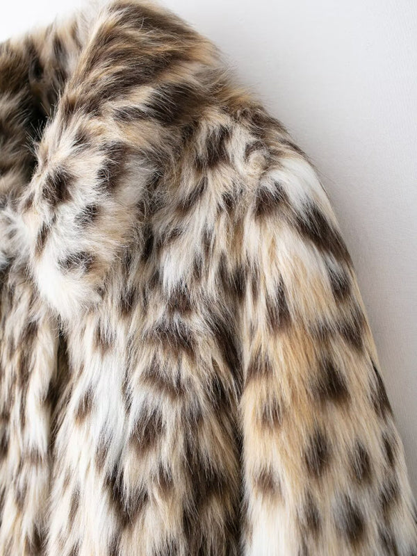 New Wild Leopard Print Short Lapel Furry Coat - Hiccupzz