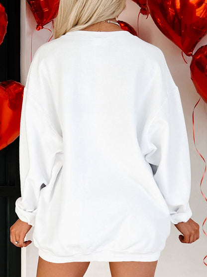 New Year Christmas Women's Bow Sequin Round Neck Loose Sweater