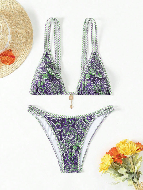 New Paisley floral print sexy strappy bikini