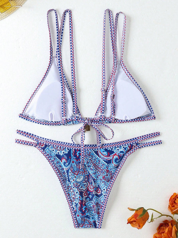 New Paisley floral print sexy strappy bikini