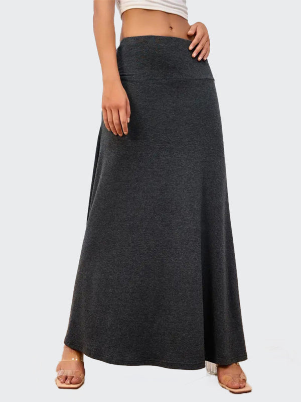 Solid color a-line knitted skirt