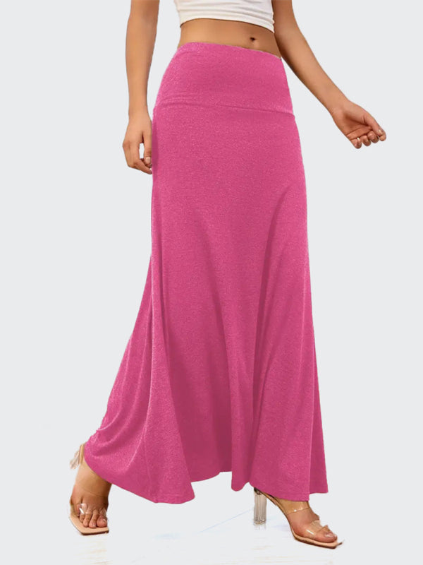 Solid color a-line knitted skirt