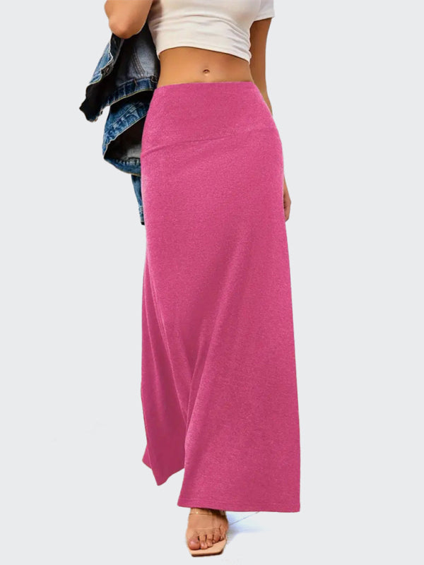 Solid color a-line knitted skirt