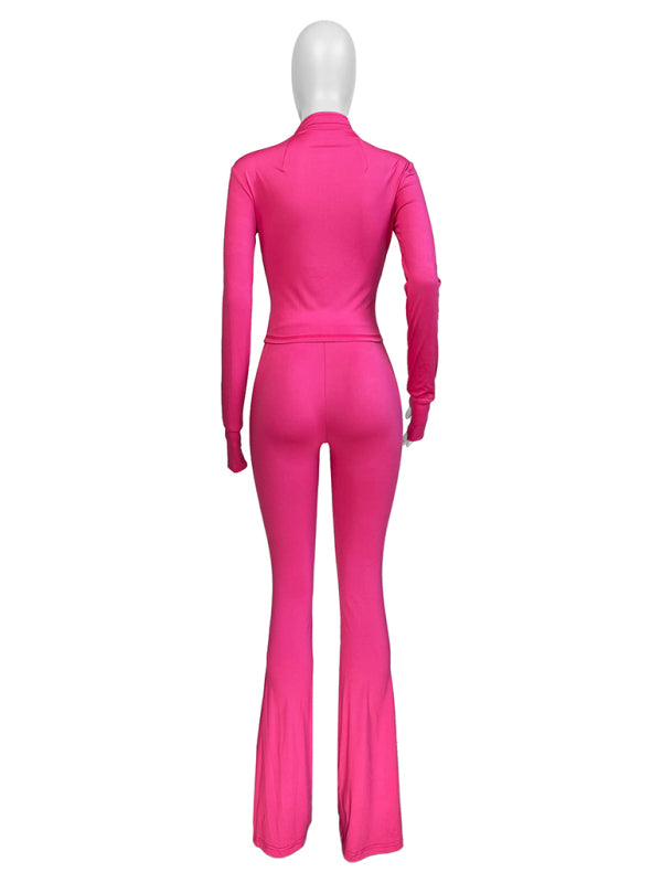 Sportswear for women Sexy tight-fitting long-sleeved, slightly flared two-piece suit